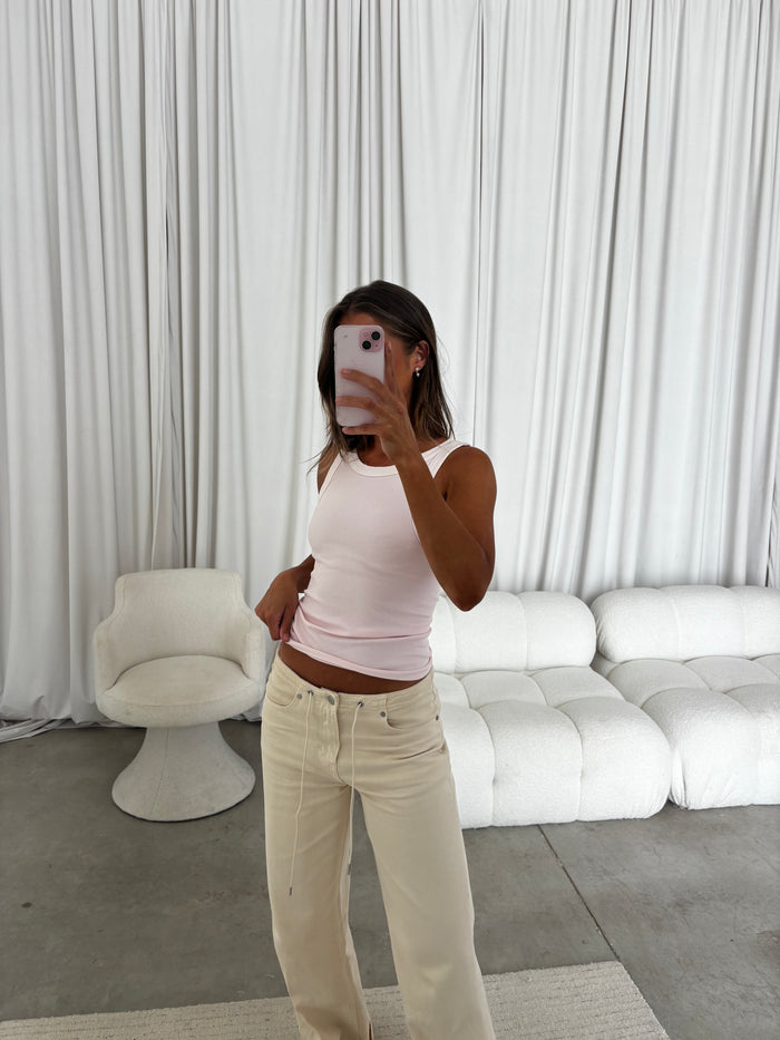 Mel Reversible Ribbed Tank Top in Icy Pink