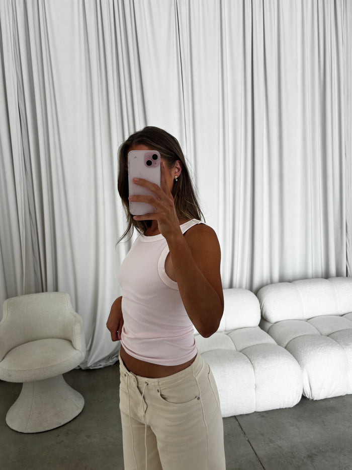 Mel Reversible Ribbed Tank Top in Icy Pink