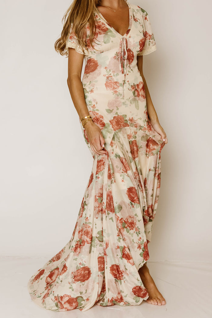 Adelaide Maxi Dress in Tan Floral *9/17 PRE-ORDER*