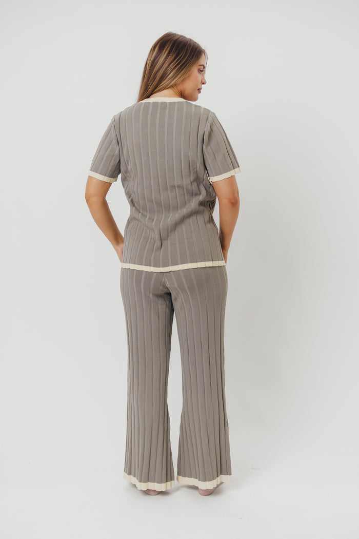 Adele Ribbed Knit Top and Pants Set in Dusty Olive *Final-Sale*