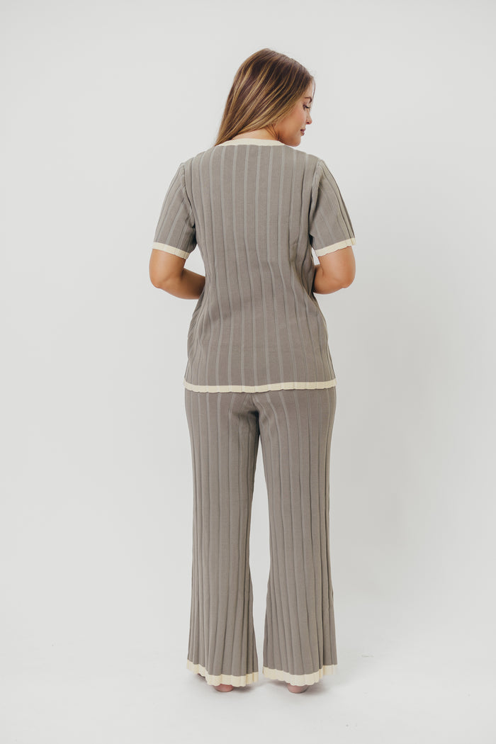 Adele Ribbed Knit Top and Pants Set in Dusty Olive *Final-Sale*