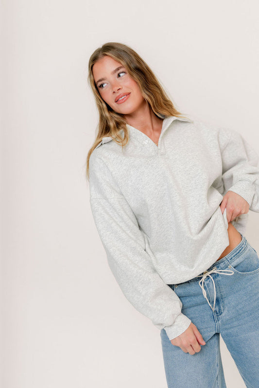 Airport 100% Cotton Sweatshirt in Pearl Gray
