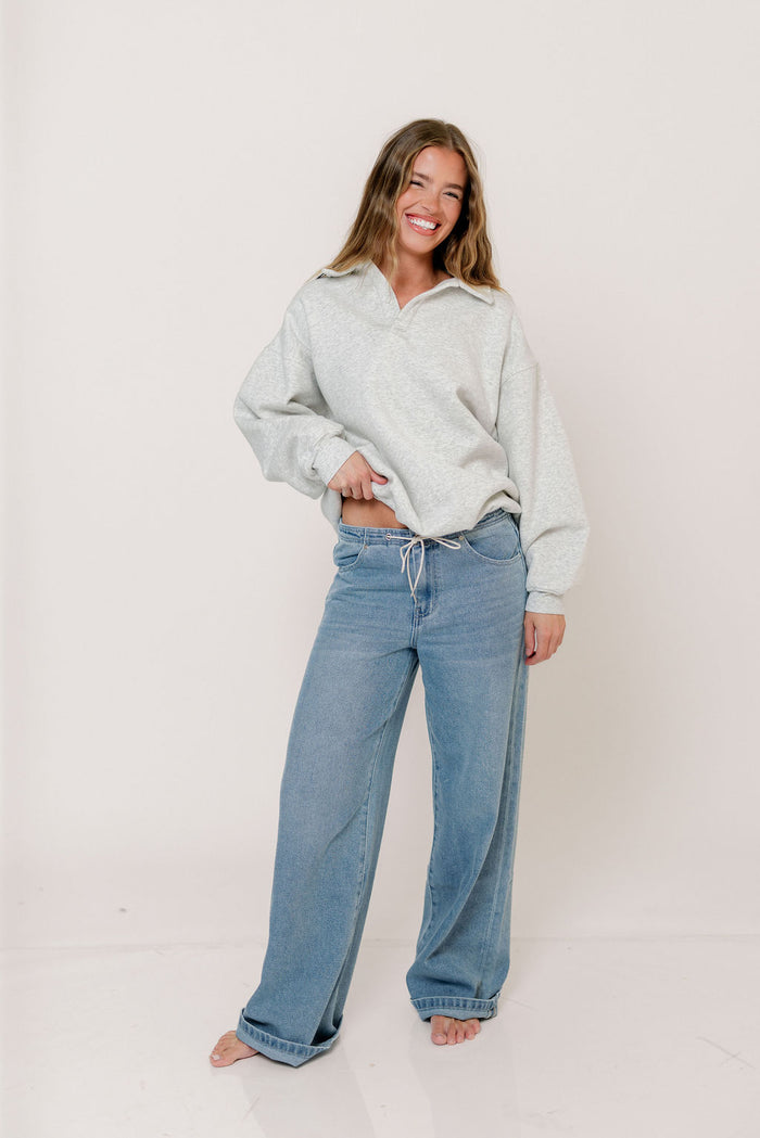 Airport 100% Cotton Sweatshirt in Pearl Gray