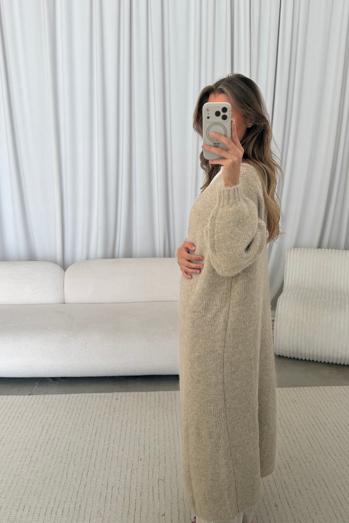 Amelia Oversized Longline Cardigan in Oatmeal