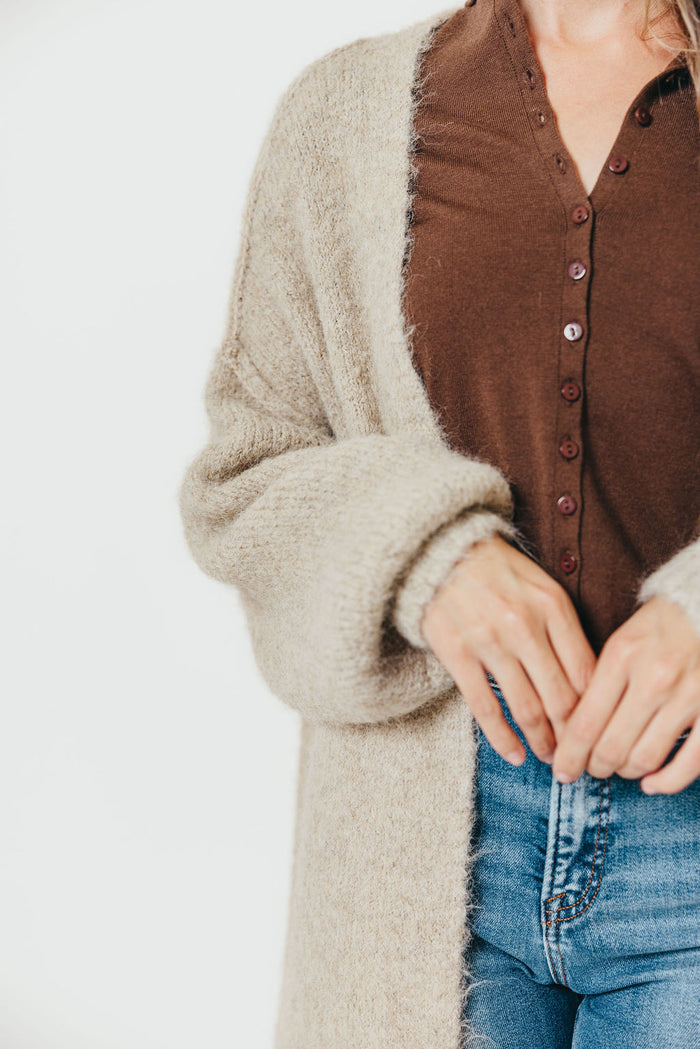 Amelia Oversized Longline Cardigan in Oatmeal