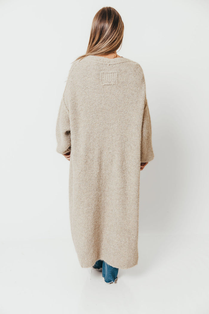 Amelia Oversized Longline Cardigan in Oatmeal