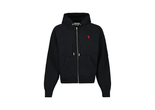 AMI Paris Black Ami de Coeur Zipped Hoodie