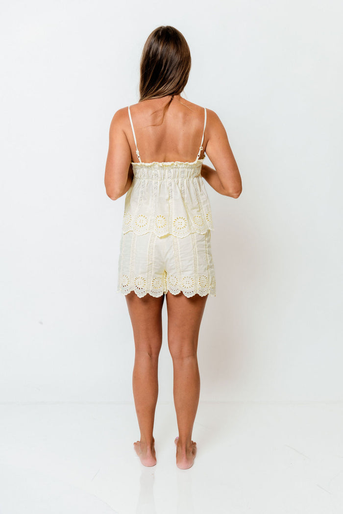Ansley 100% Cotton Eyelet Set in Pale Yellow *Final Sale*