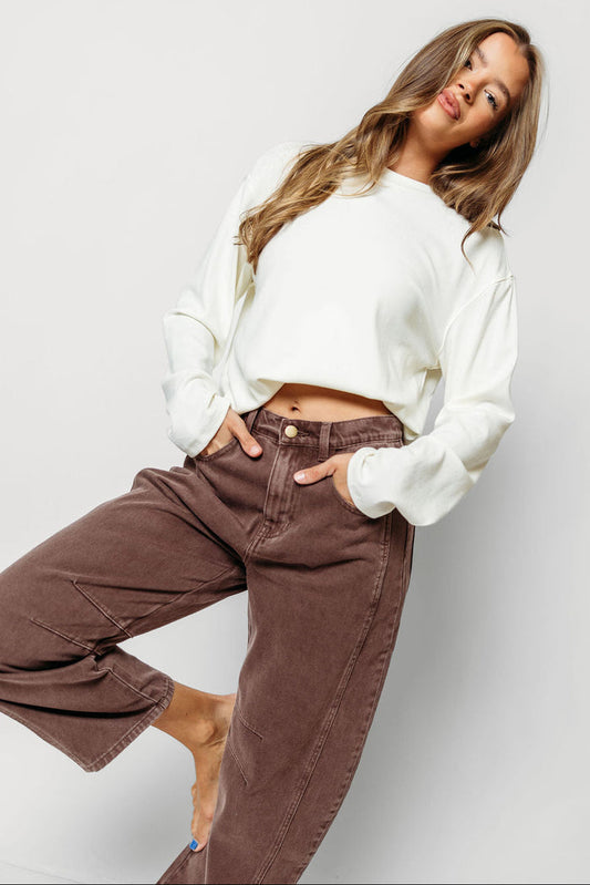 Arya 100% Cotton Barrel Pants in Red Bean