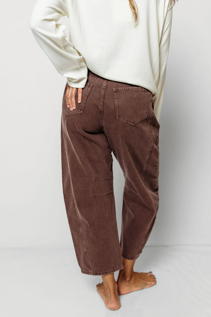 Arya 100% Cotton Barrel Pants in Red Bean