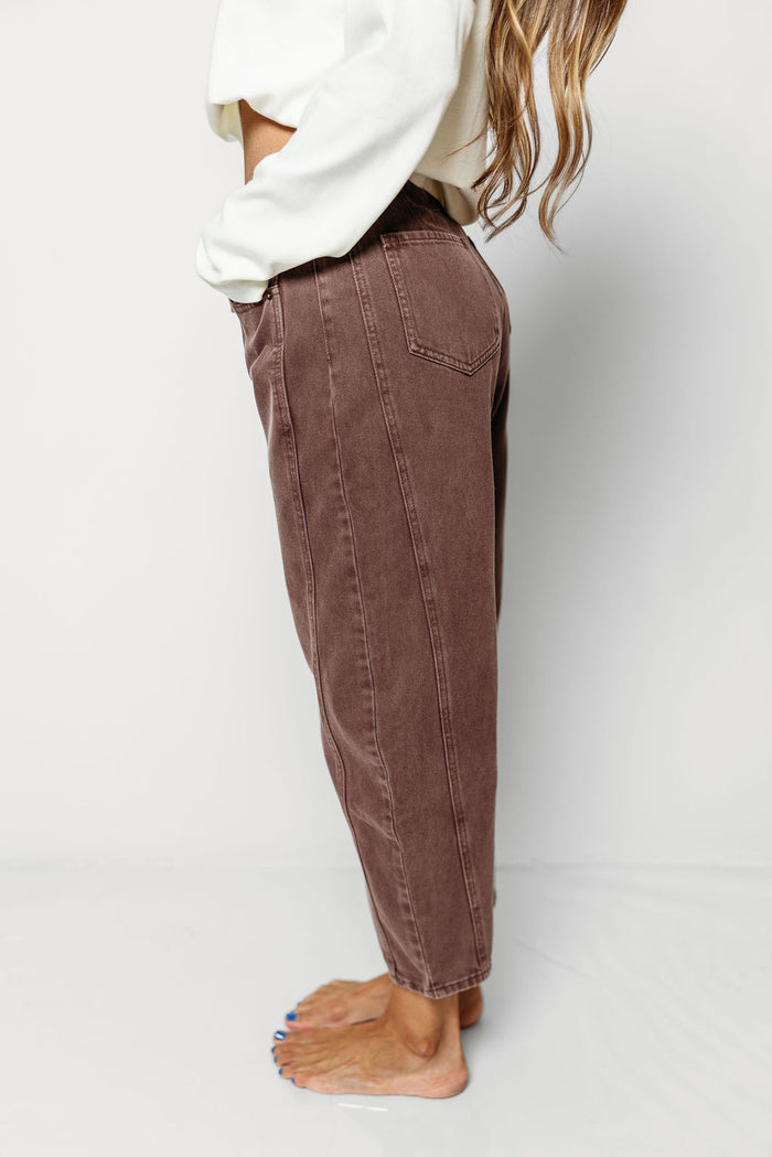 Arya 100% Cotton Barrel Pants in Red Bean