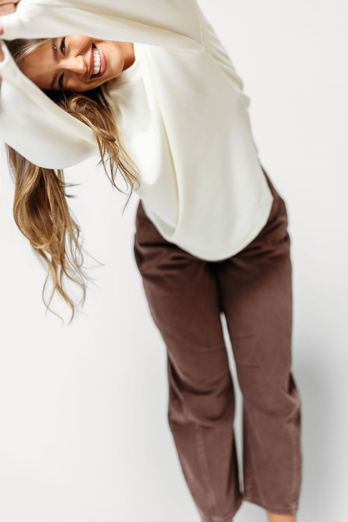Arya 100% Cotton Barrel Pants in Red Bean