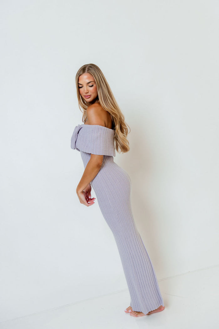 Aston Bow Front Maxi Sweater Dress in Lavender - New Bump Friendly & Inclusive Sizing - Soft Premium Luxe Fabric