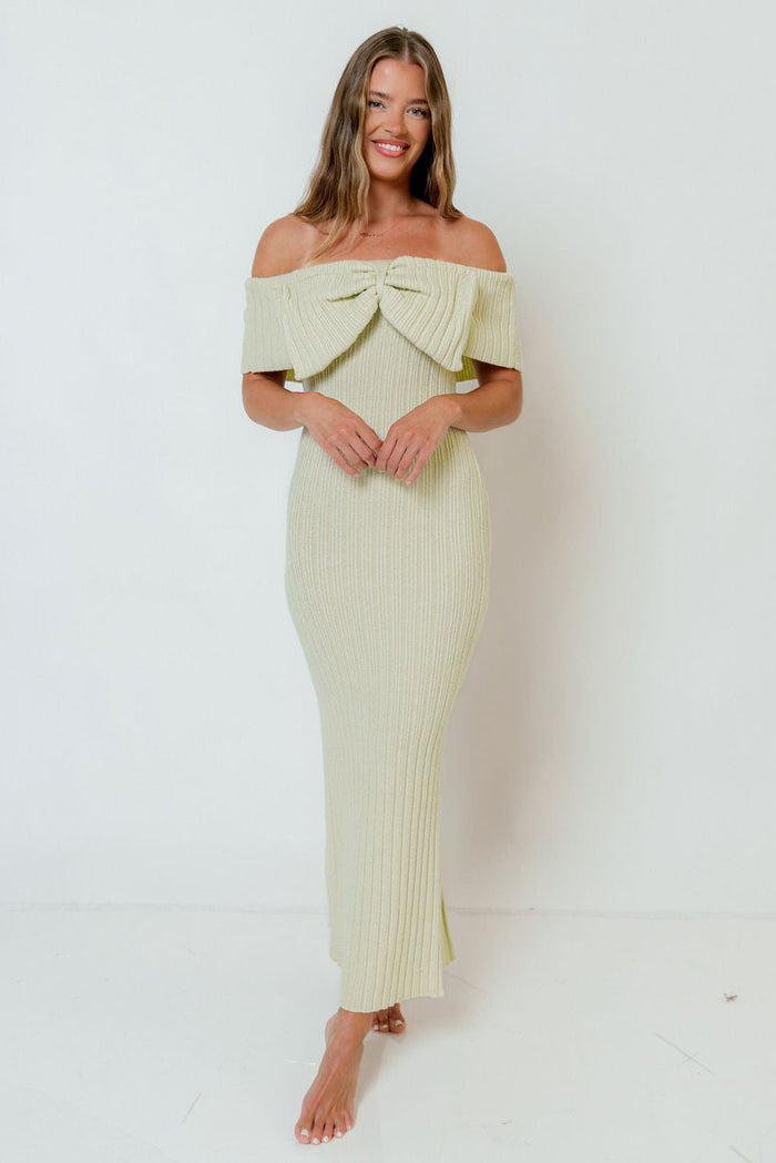 Aston Bow Front Maxi Sweater Dress in Mint - Bump Friendly & Inclusive Sizing - Soft Premium Luxe Fabric