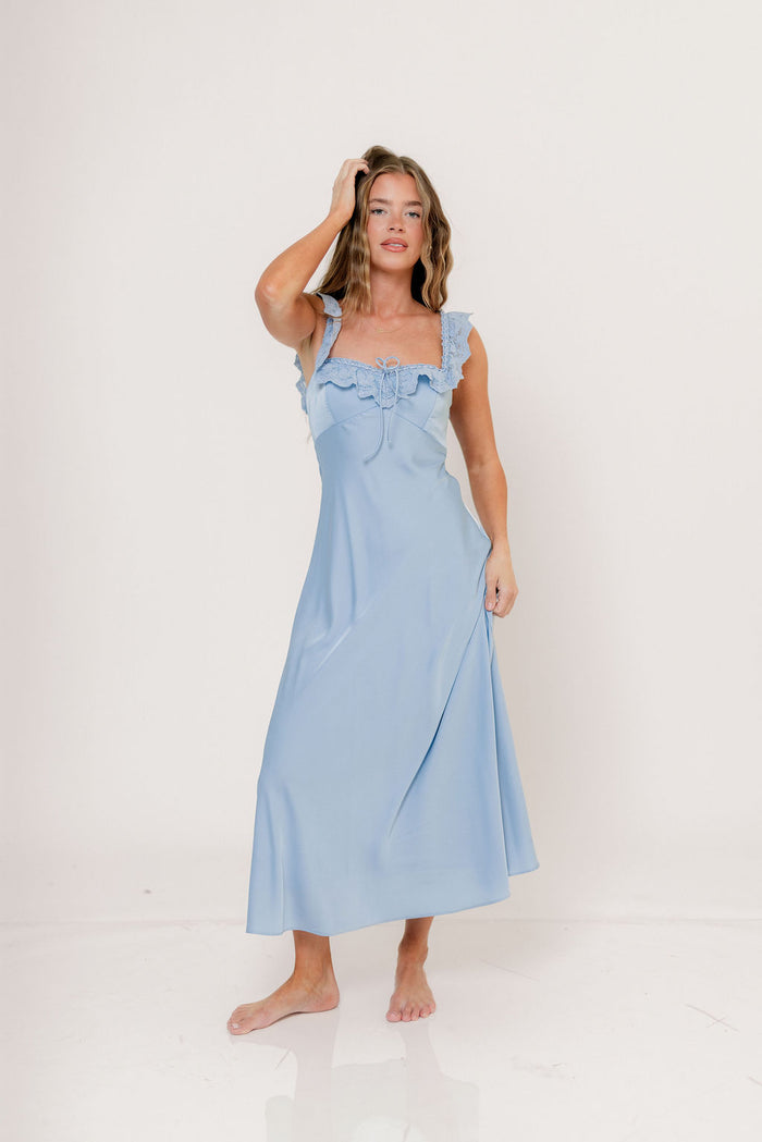 ASTR Makiya Midi Dress in Blue