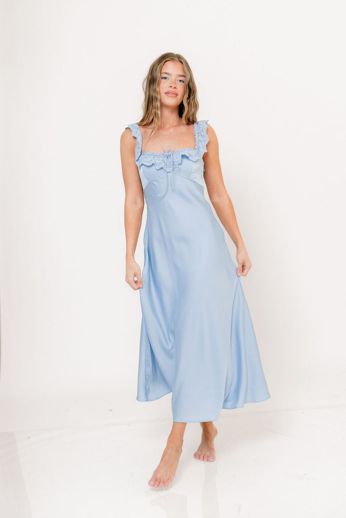 ASTR Makiya Midi Dress in Blue