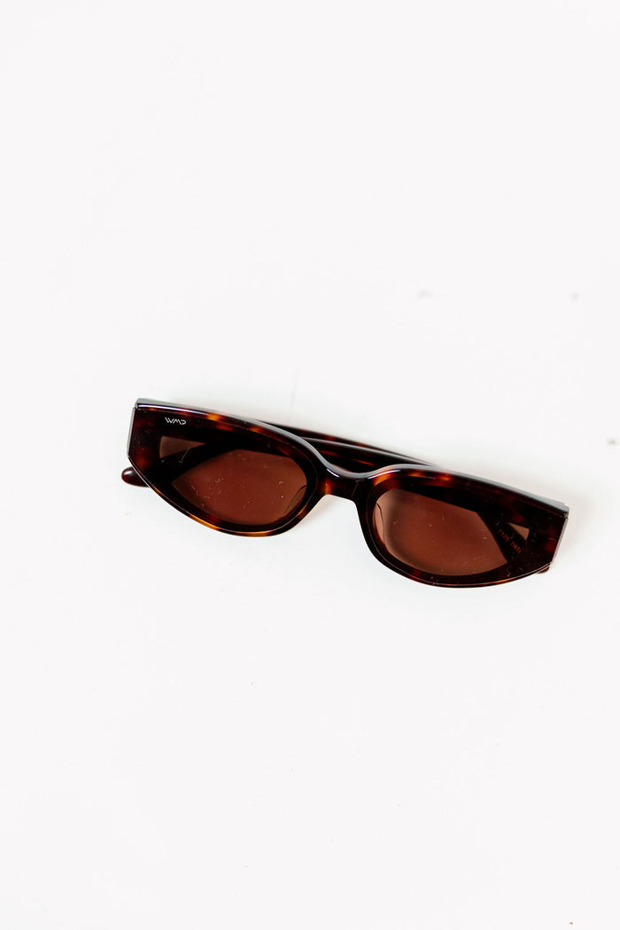 Astra Women's Anti-Reflective Narrow Cat-Eye Sunglasses in Brown Tortoise with Dark Brown Lens