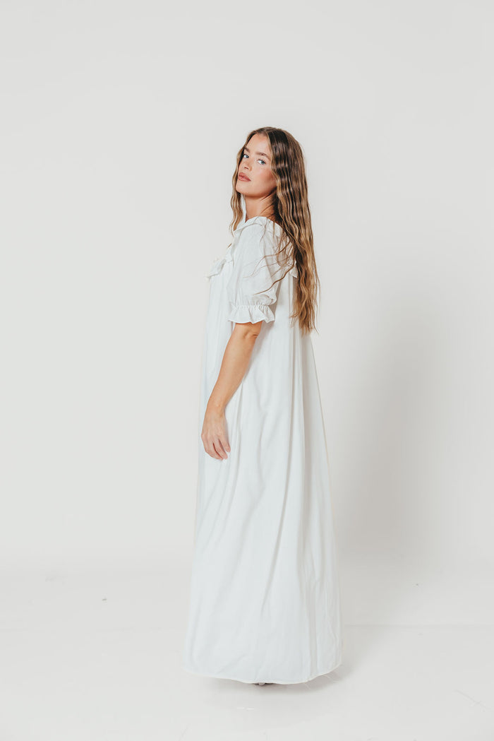 Audrey Linen Blend Maxi Dress in Off-White - Bump Friendly