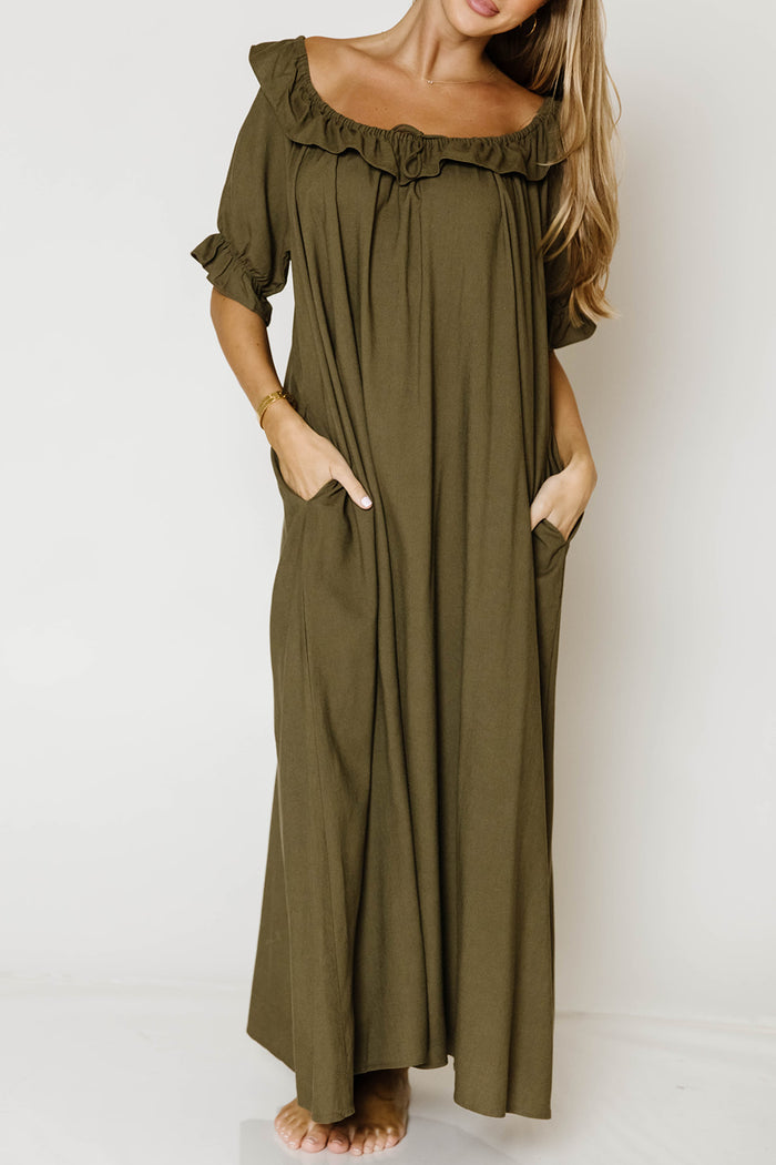 Audrey Maxi Dress in Dark Olive - Bump Friendly