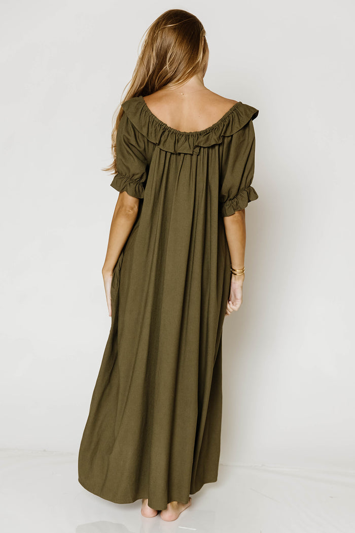 Audrey Maxi Dress in Dark Olive - Bump Friendly