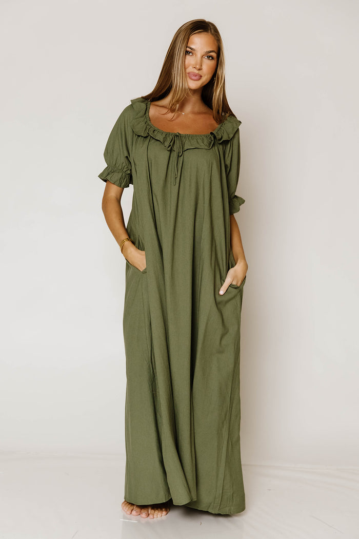 Audrey Maxi Dress in Forest Green - Bump Friendly