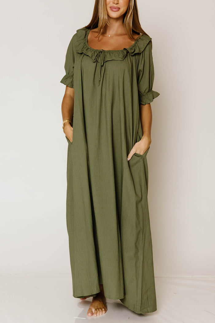 Audrey Maxi Dress in Forest Green - Bump Friendly
