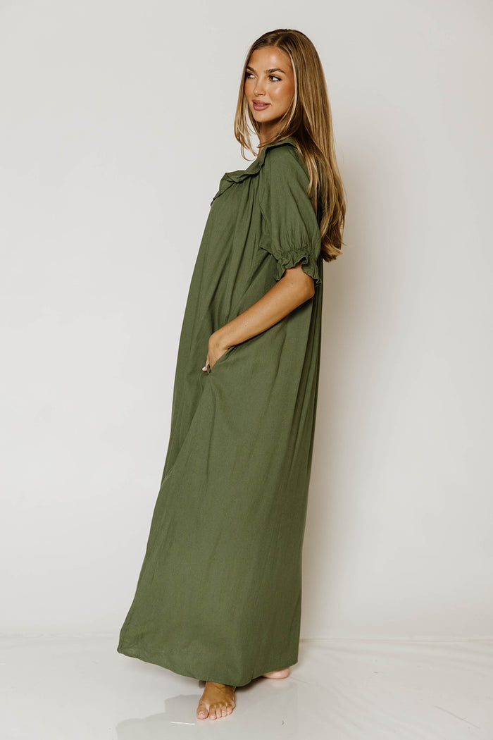 Audrey Maxi Dress in Forest Green - Bump Friendly