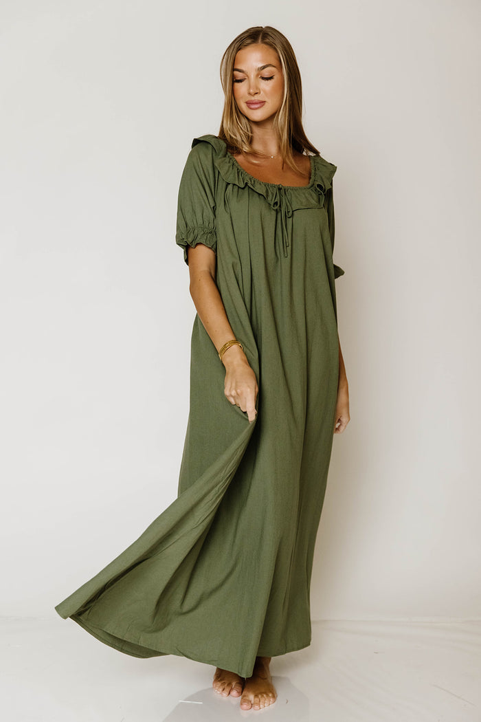 Audrey Maxi Dress in Forest Green - Bump Friendly
