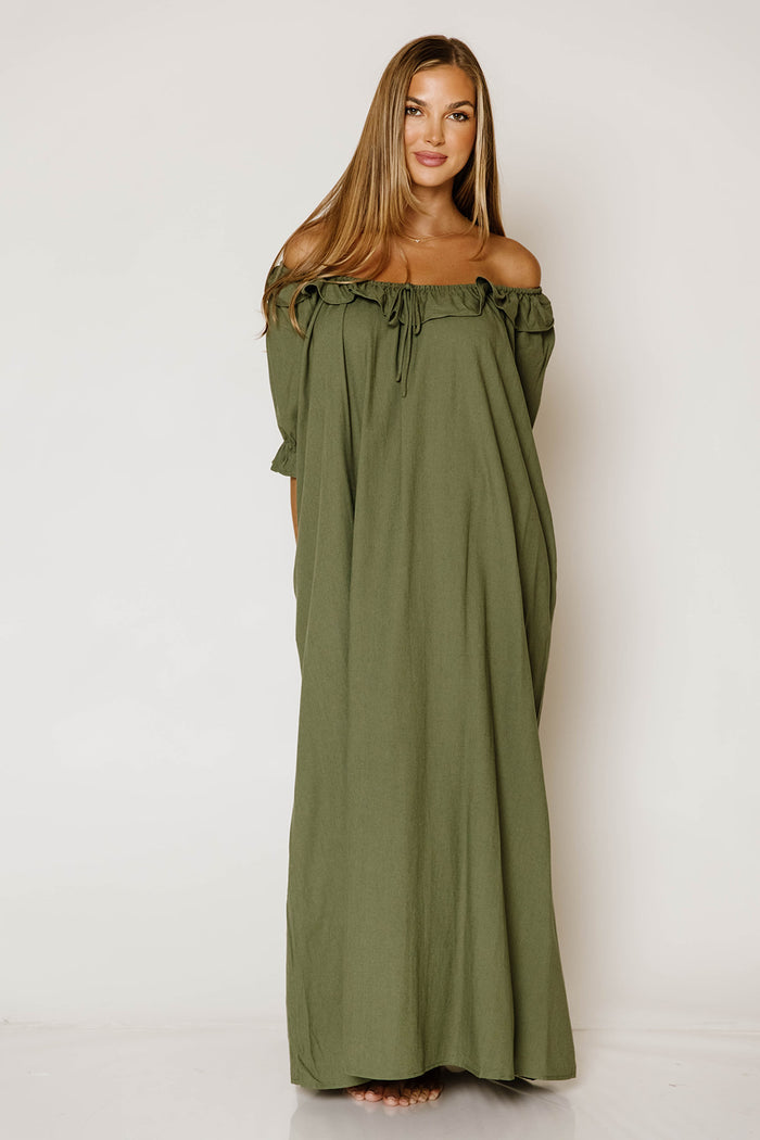 Audrey Maxi Dress in Forest Green - Bump Friendly