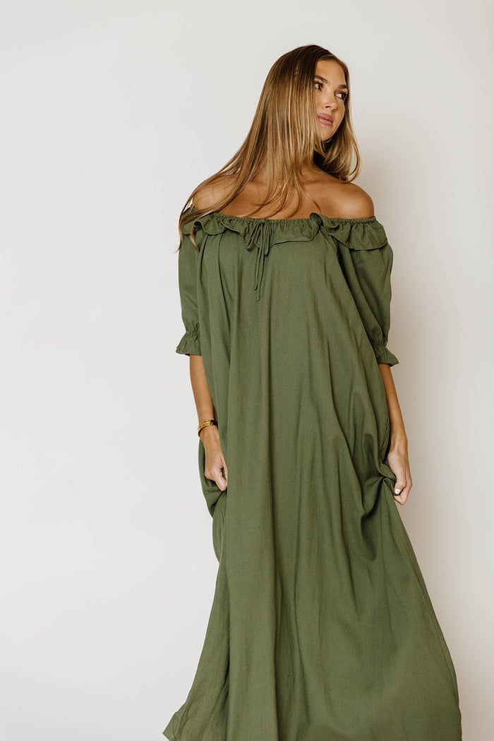 Audrey Maxi Dress in Forest Green - Bump Friendly
