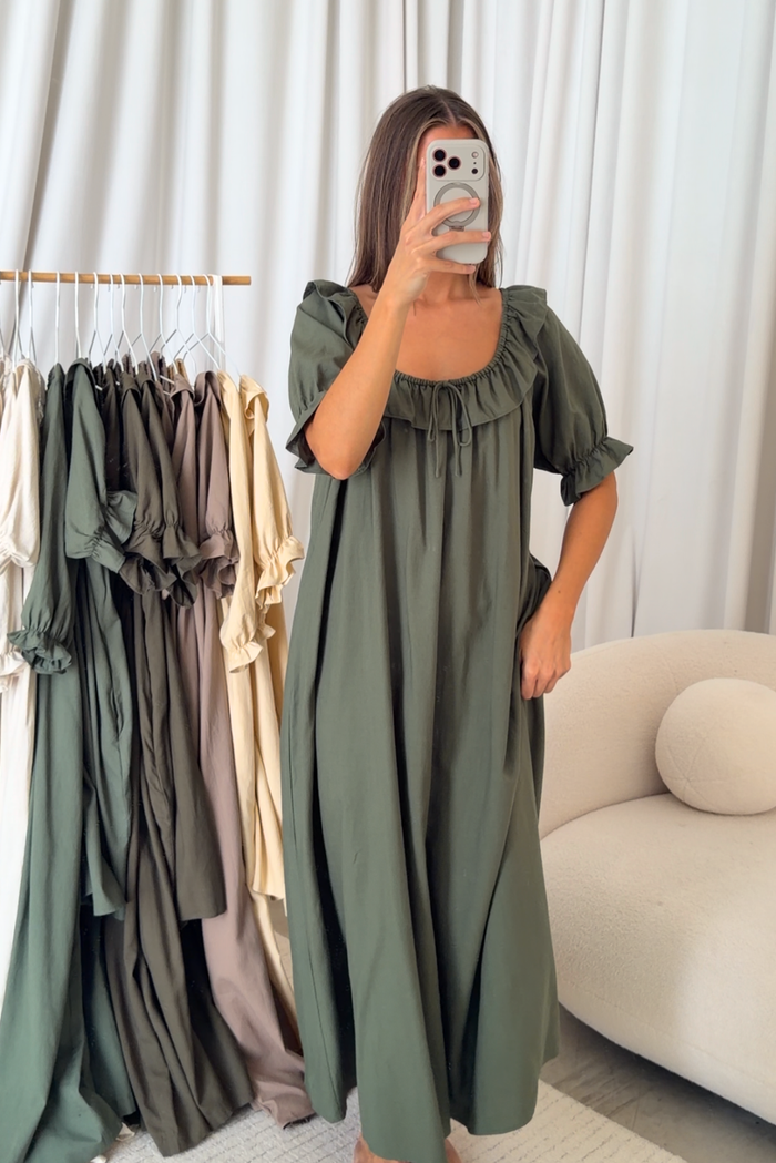 Audrey Maxi Dress in Forest Green - Bump Friendly