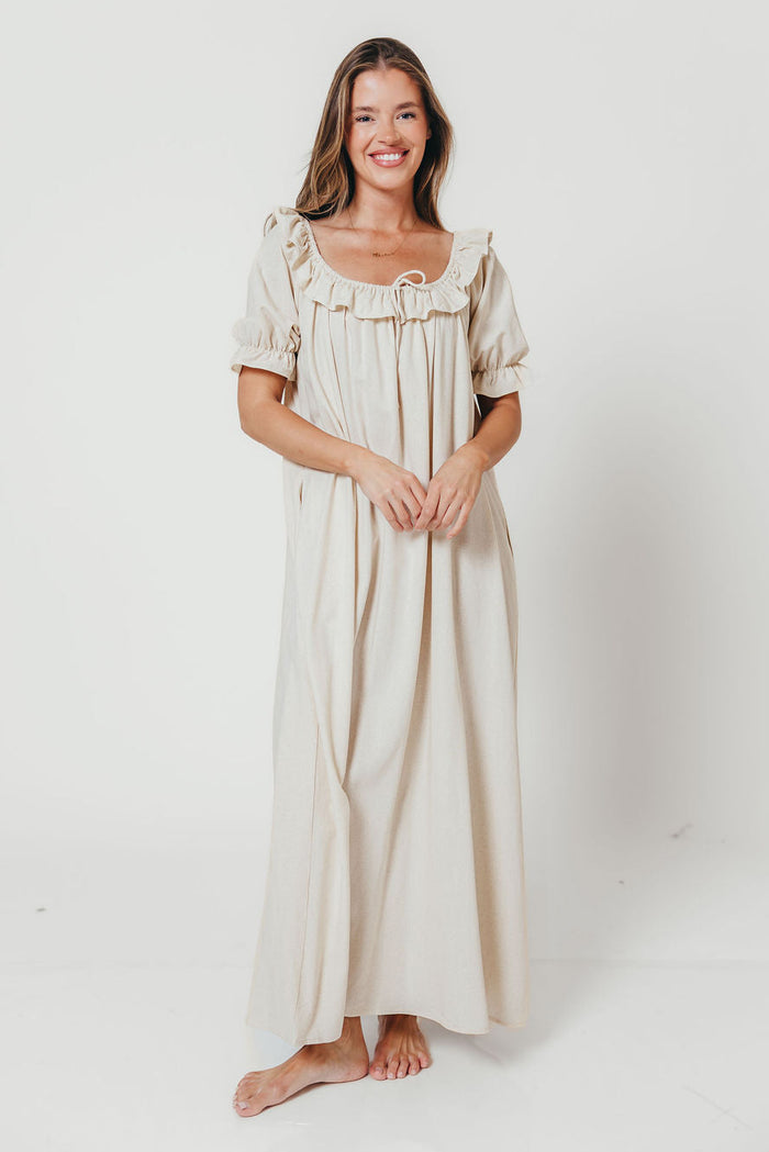 Audrey Maxi Dress in Linen Blend - Bump Friendly