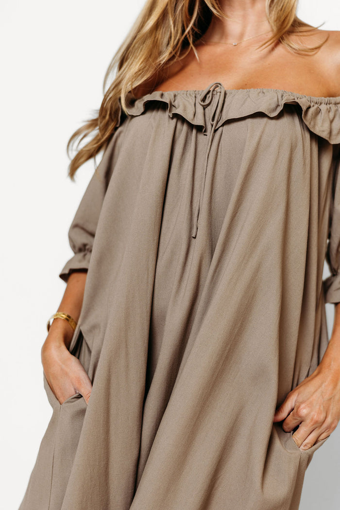 Audrey Maxi Dress in Taupe - Bump Friendly