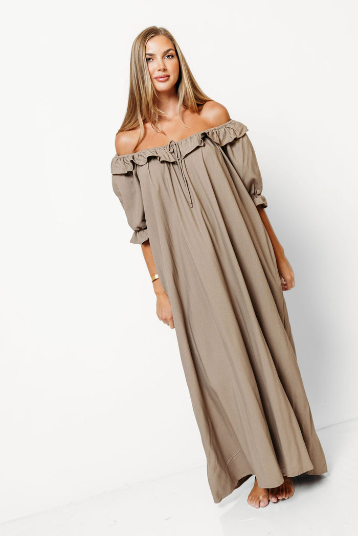 Audrey Maxi Dress in Taupe - Bump Friendly