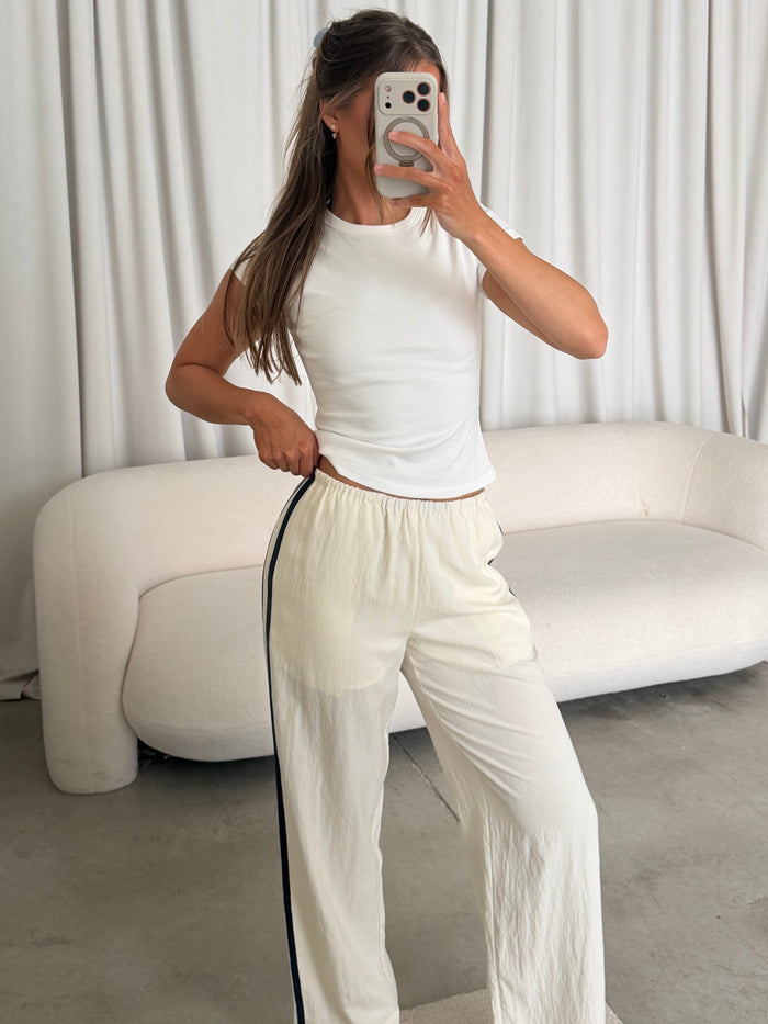 Audrina Track Pants in Ivory