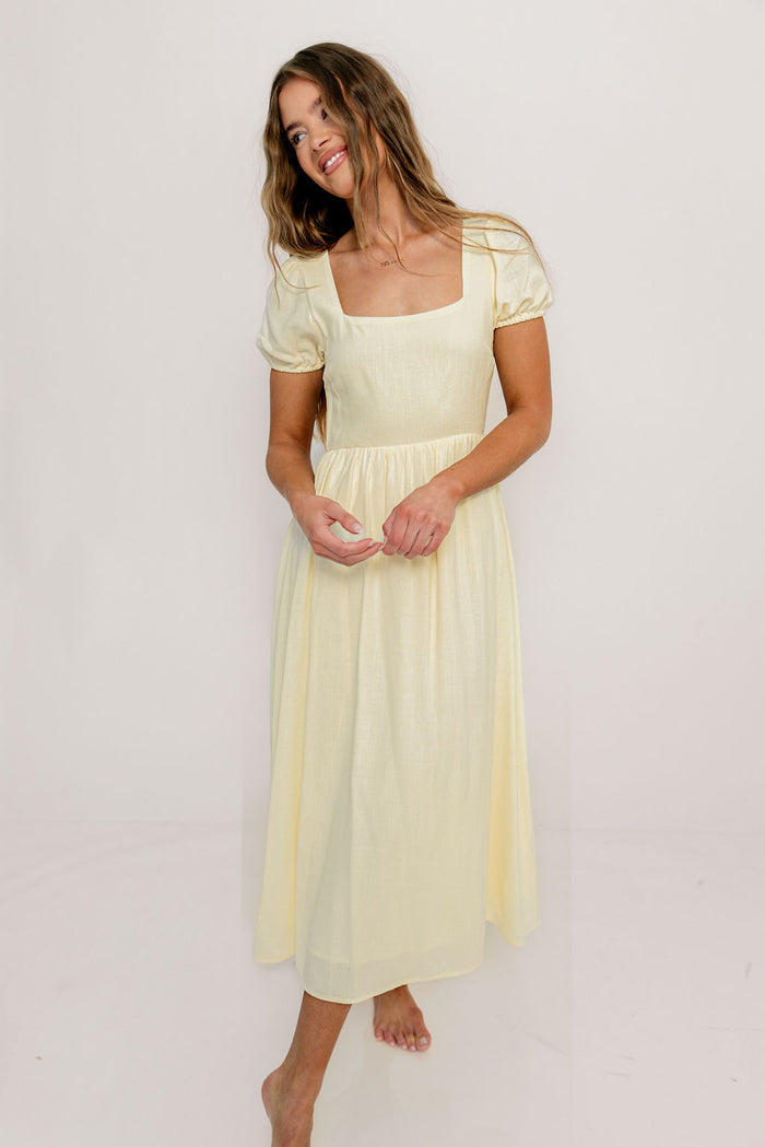 August Open Back Midi Dress in Ivory Cream - Bump Friendly