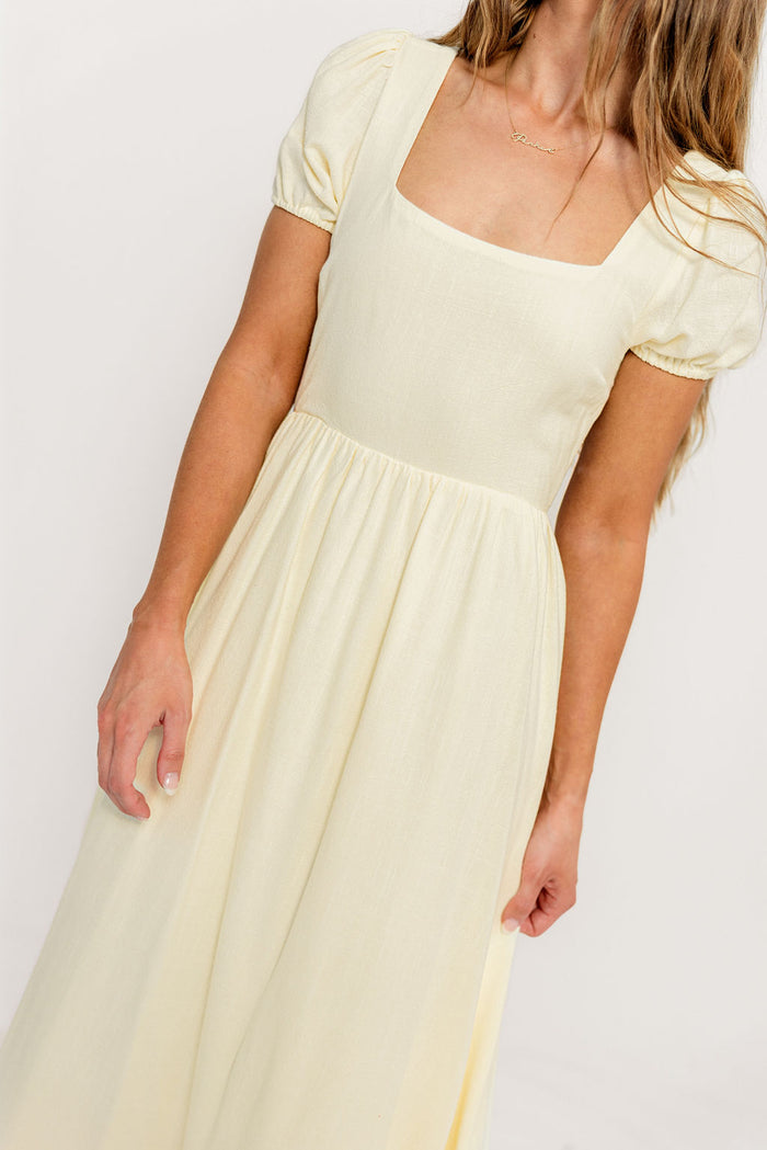 August Open Back Midi Dress in Ivory Cream - Bump Friendly