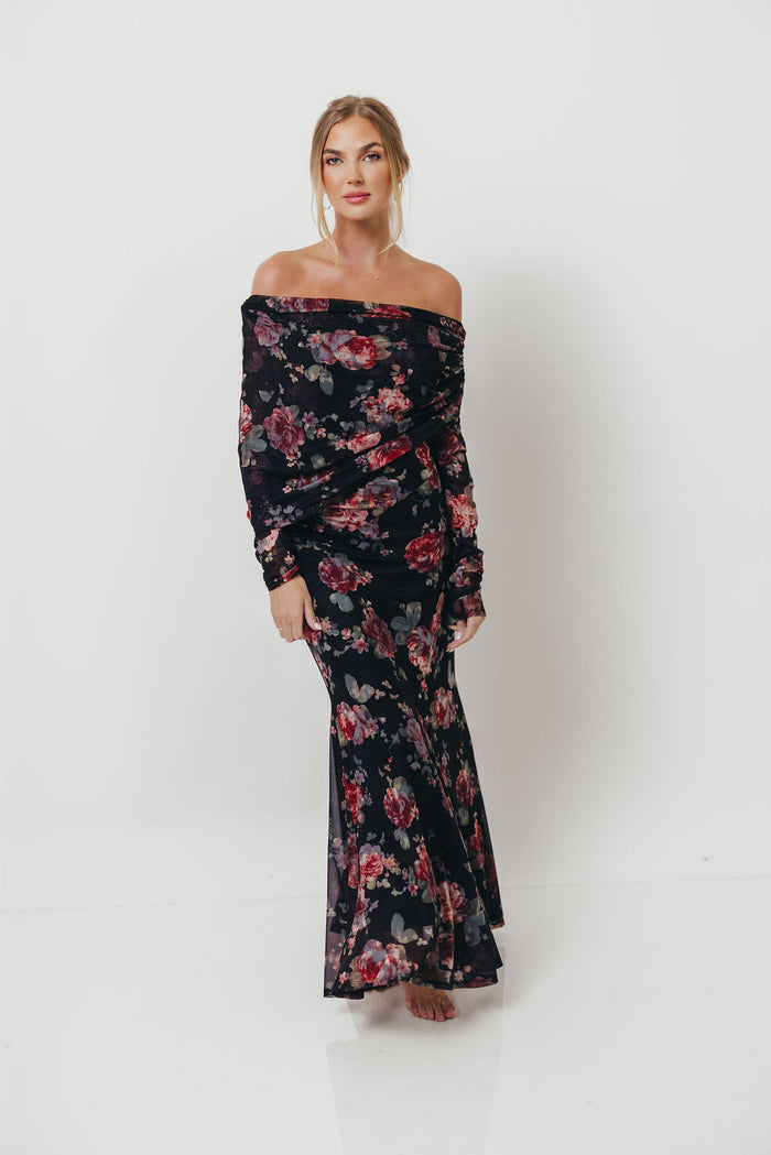 Azaleia Maxi Dress in Black Floral - Size up for Bump