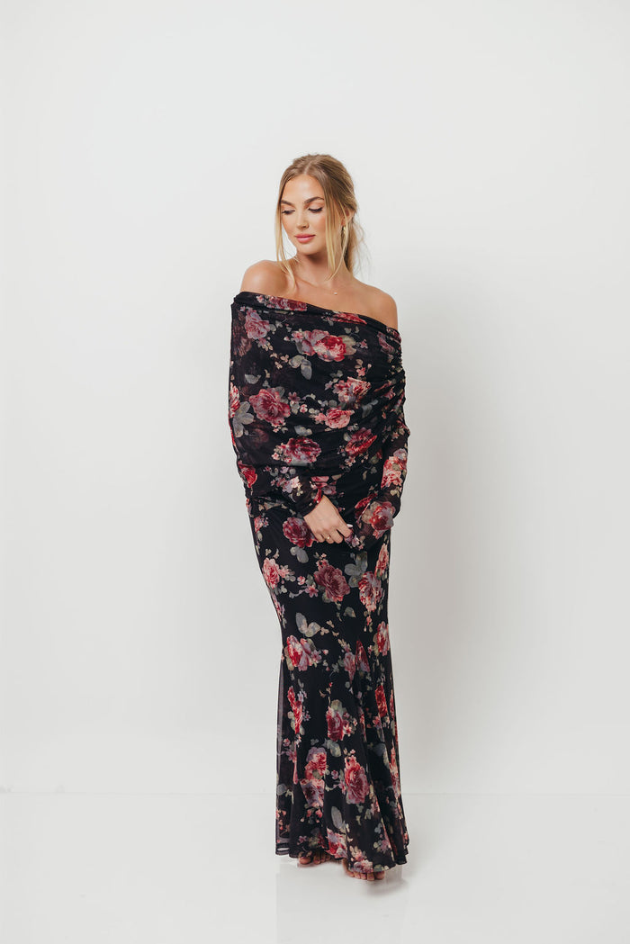 Azaleia Maxi Dress in Black Floral - Size up for Bump