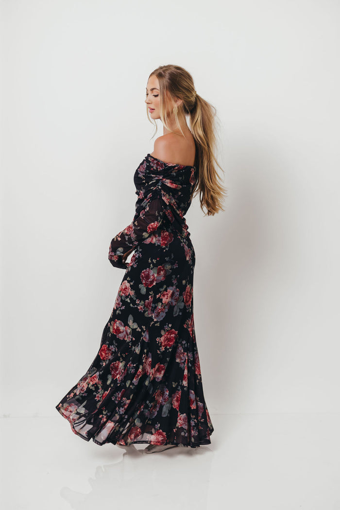 Azaleia Maxi Dress in Black Floral - Size up for Bump