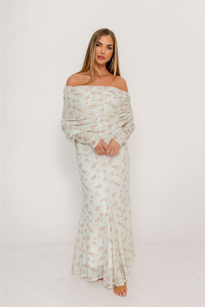 Azaleia Maxi Dress in Blush Floral - Bump Friendly - Size Up for Maternity