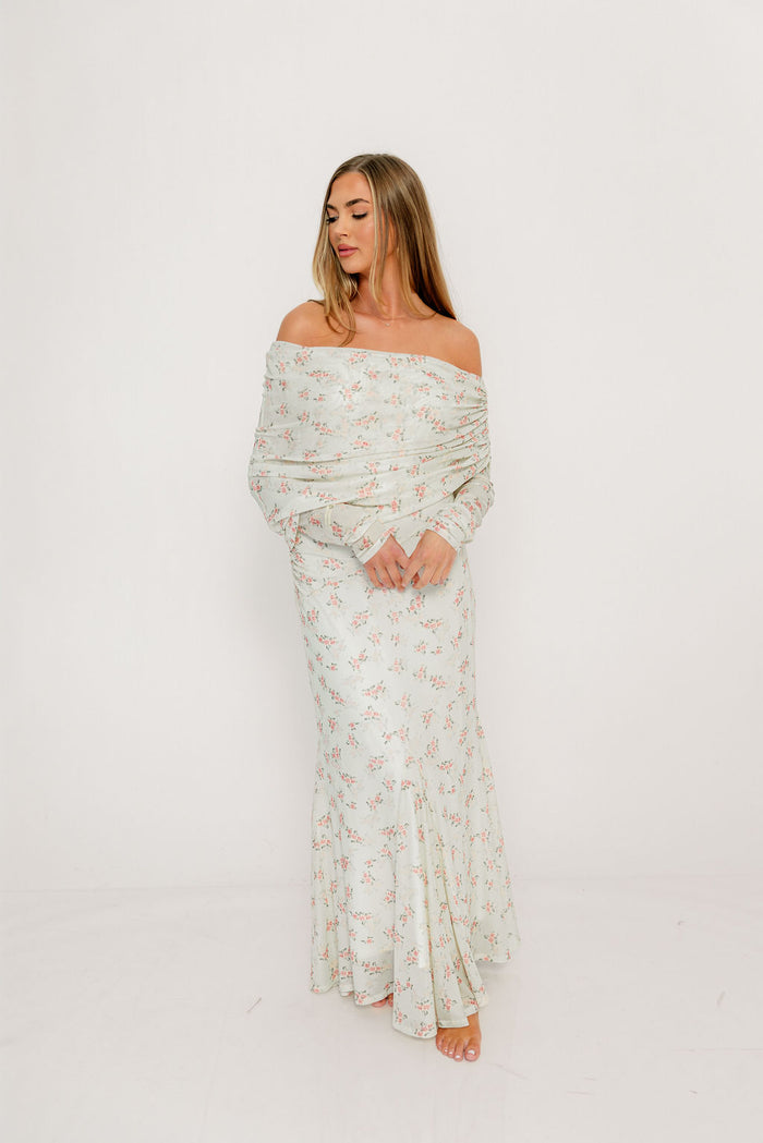 Azaleia Maxi Dress in Blush Floral - Bump Friendly - Size Up for Maternity