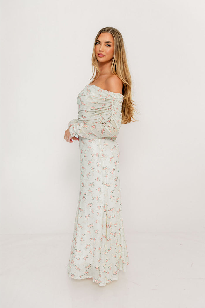 Azaleia Maxi Dress in Blush Floral - Bump Friendly - Size Up for Maternity