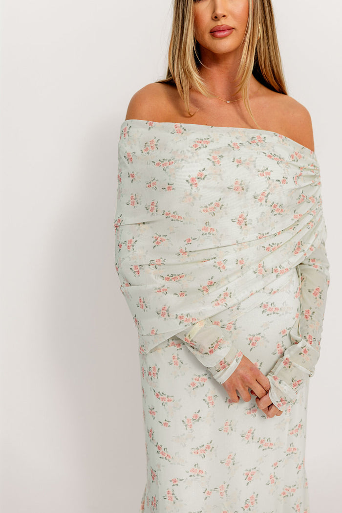Azaleia Maxi Dress in Blush Floral - Bump Friendly - Size Up for Maternity