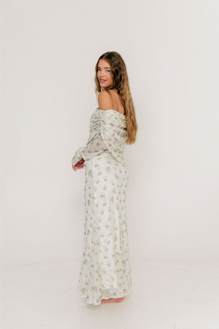 Azaleia Maxi Dress in Neutral Floral - Size up for Bump