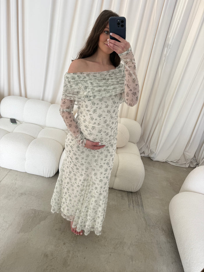 Azaleia Maxi Dress in Olive and Sage - Size up for Bump