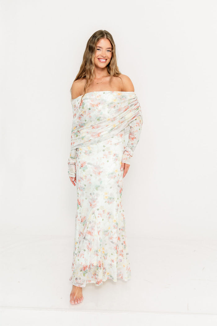 Azaleia Maxi Dress in Pastel Mix Floral - Size up for Bump
