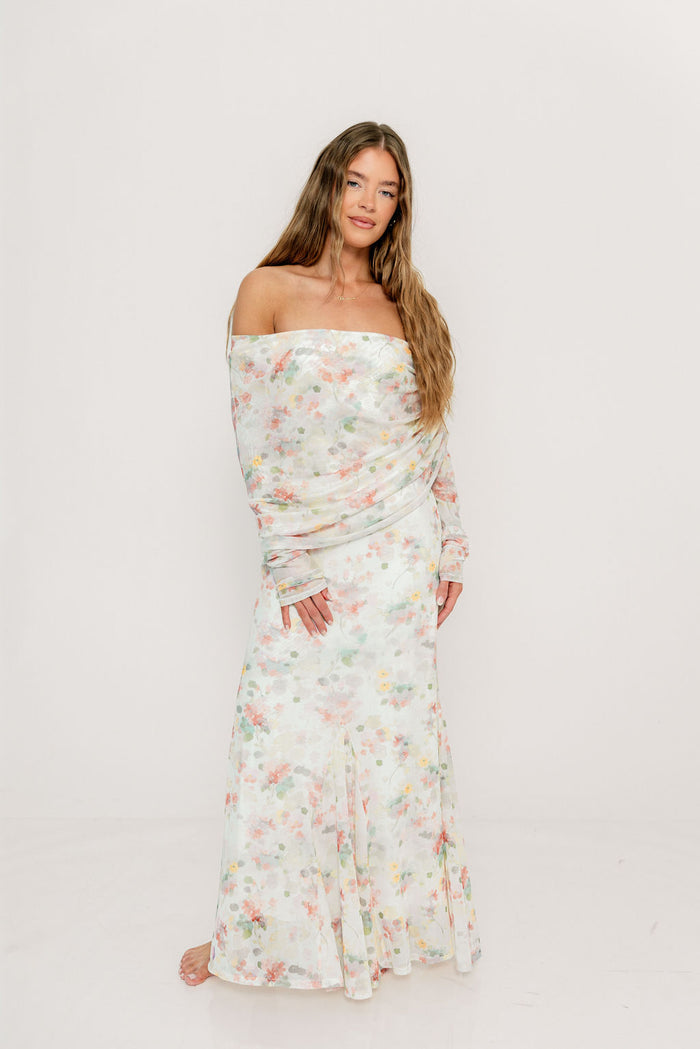 Azaleia Maxi Dress in Pastel Mix Floral - Size up for Bump