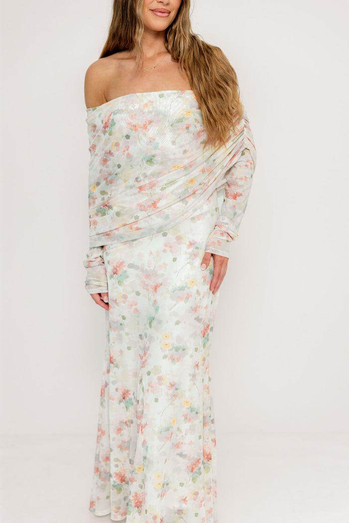 Azaleia Maxi Dress in Pastel Mix Floral - Size up for Bump
