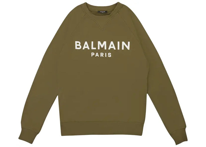 Balmain Logo Print Crewneck Sweatshirt 'Khaki'